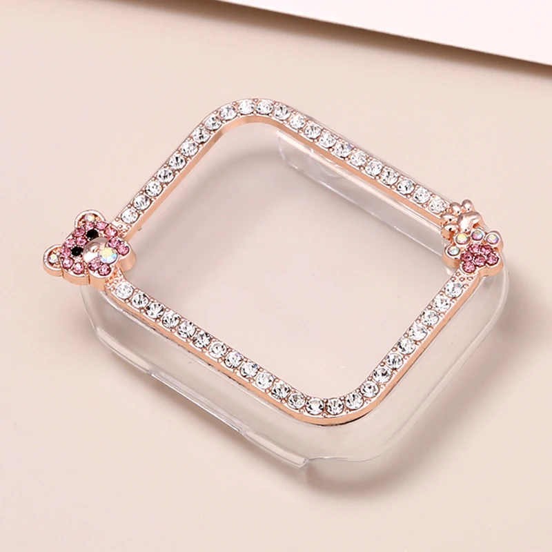 Стильный женский чехол для Apple Watch с блестящим бриллиантовым медведем iWatch Band 45 44