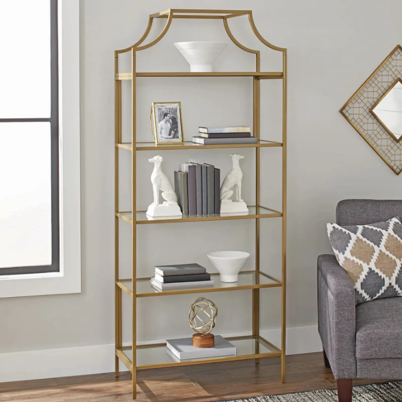 

Better Homes & Gardens 71" Nola 5 Tier Etagere Bookcase, Gold Finish book rack Living Room Furniture Home Furniture