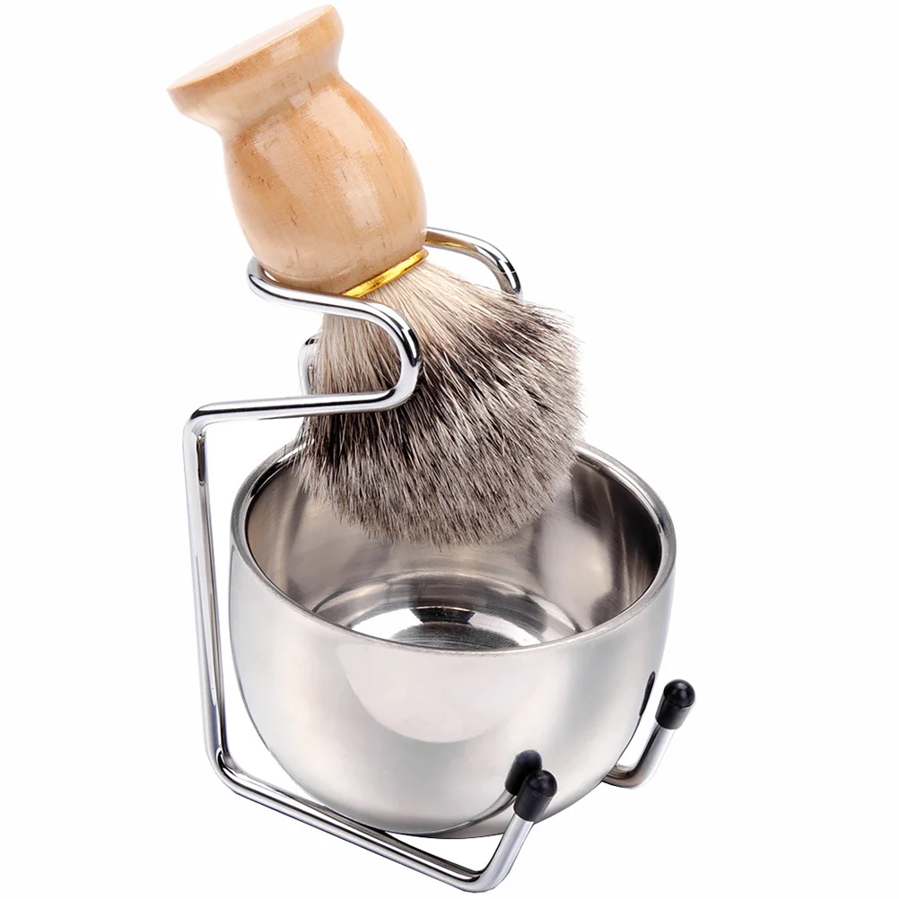 

1 Set/3pcs Convenient Shaving Tool Kit Durable Beard Supplies Beard Care Accessories for Men Male (1pc Bowl + 1pc Rack + 1pc