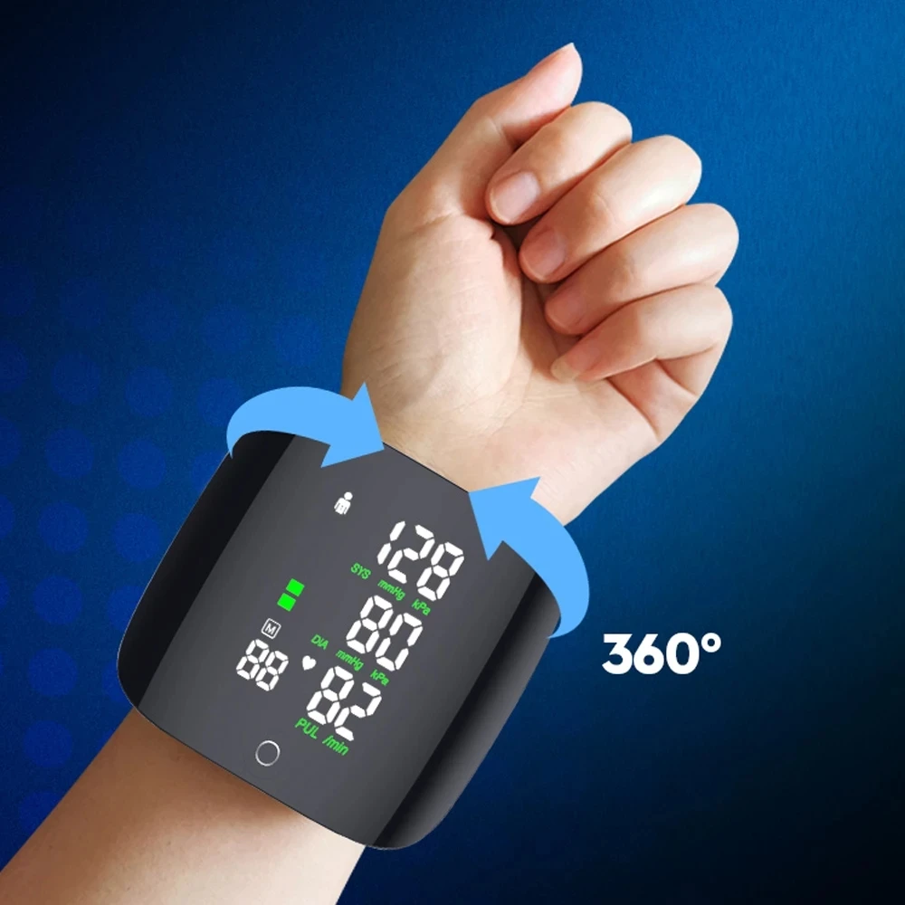 

Smart Touch LCD Screen Voice Wrist Blood Pressure Monitor Digital Automatic BP Tonometer Heart Rate Sphygmomanometer Chargeable