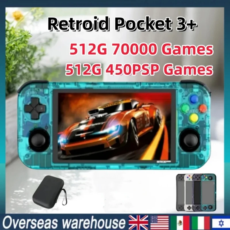

Retroid Pocket 3+ RP3 Plus Retro Handheld Game 4.7Inch 4G+128GB Android 11 Touch Screen T618 4500mAh 512G 70000 Games Psp Gift