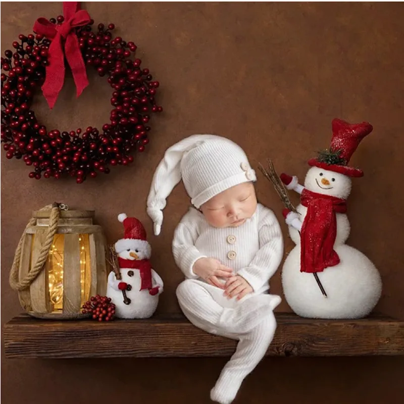 Newborn Photography Clothing Hat+Jumpsuit 2Pcs/Set Studio Baby Photo Props Accessories Infant 0-1Month Shoot Clothes Outfits