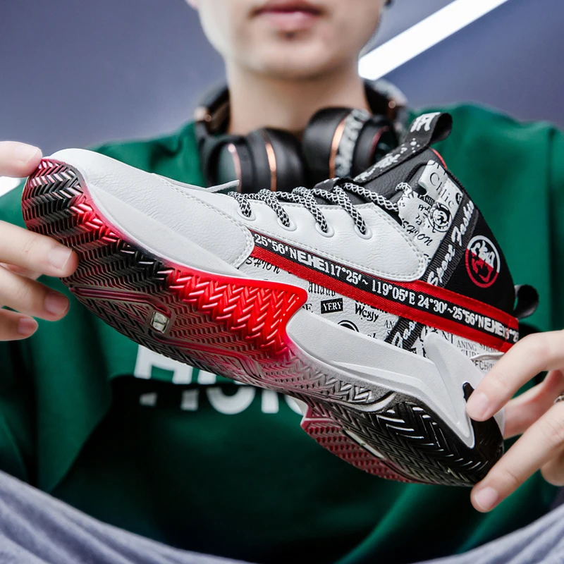 2023 thick sole increase basketball shoes student tide take waterproof skin actual combat outdoor sports shoes