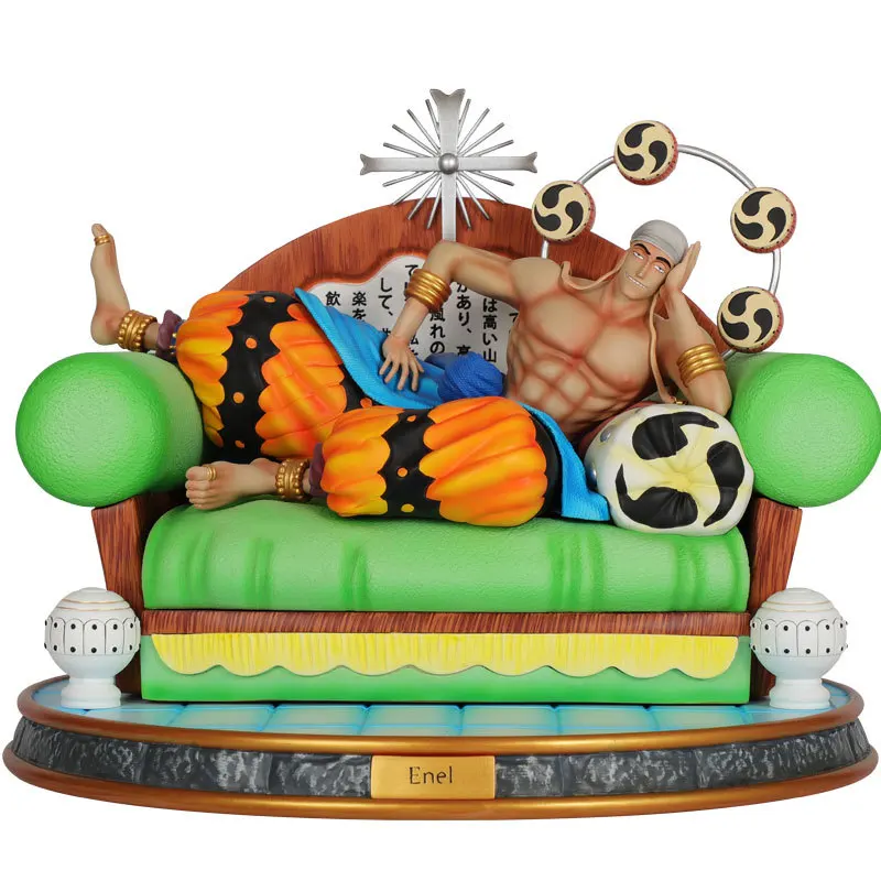 

[Funny] 30cm Anime ONE PIECE Ray God Enel Sitting Posture action figure Statue resin model toy Collection model child adult gift