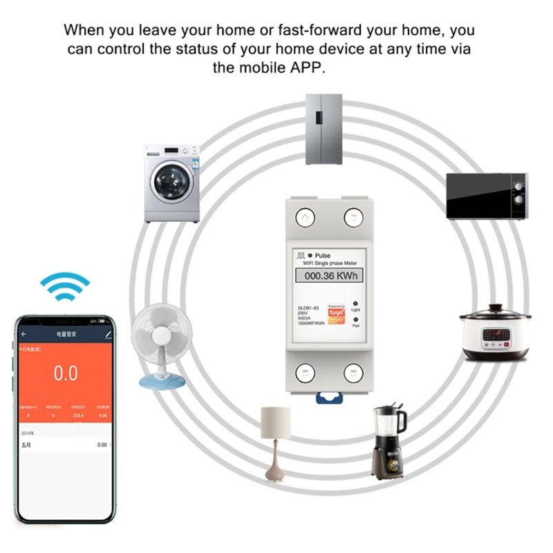 

Однофазный измеритель мощности, ваттметр с Din-рейкой и Wi-Fi