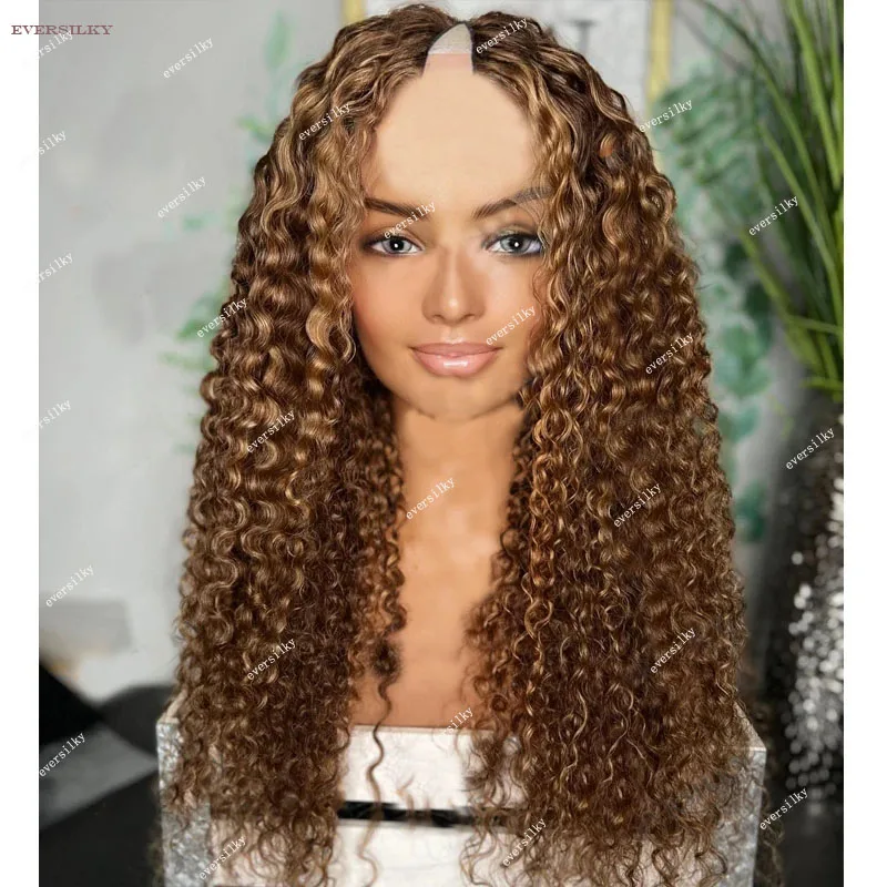 

Хайлайтер Chentust блонд надувной курчавый кудрявый V часть парики необработанные человеческие волосы Омбре клубника коричневая вода волна полная U-образная форма