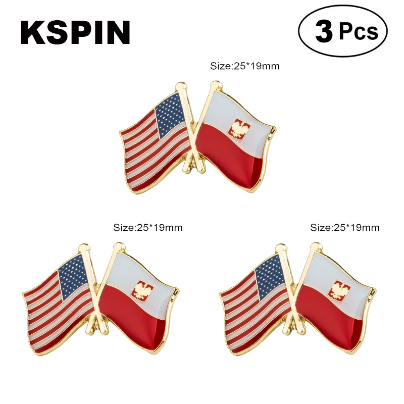 

U.S.A.& Poland Frendship Lapel Pin Brooches Pins Flag badge Brooch Badges