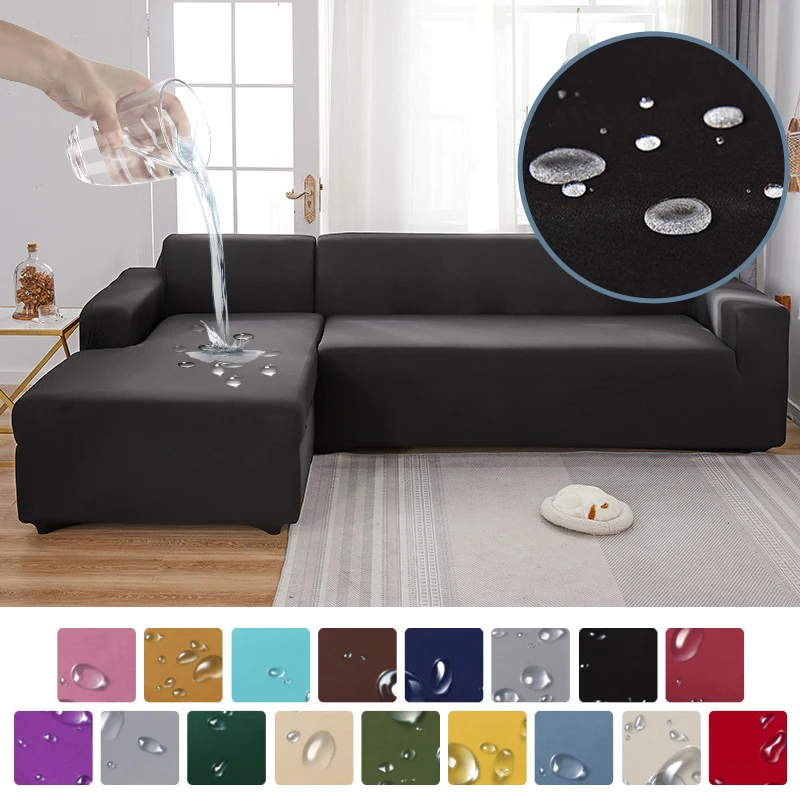 

Waterpoof Sofa Cover Elastic Solid Sofa Covers for Living Room 1/2/3/4 Seater L-shaped Sofa Slipcover Protector Armchair