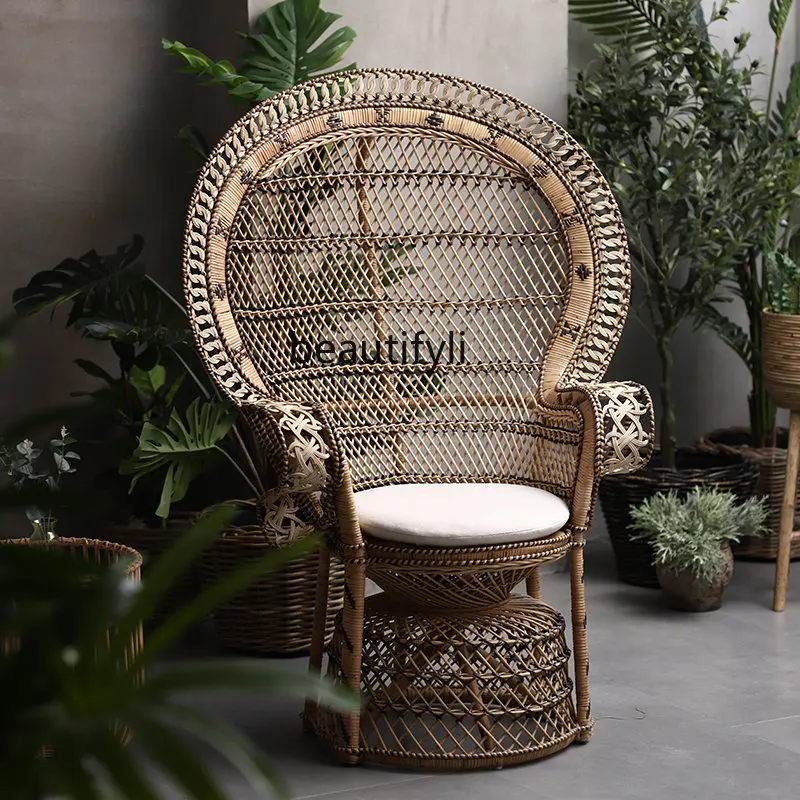 Натуральный ротанговый стул yj B &amp с павлином индонезийский дизайнерский