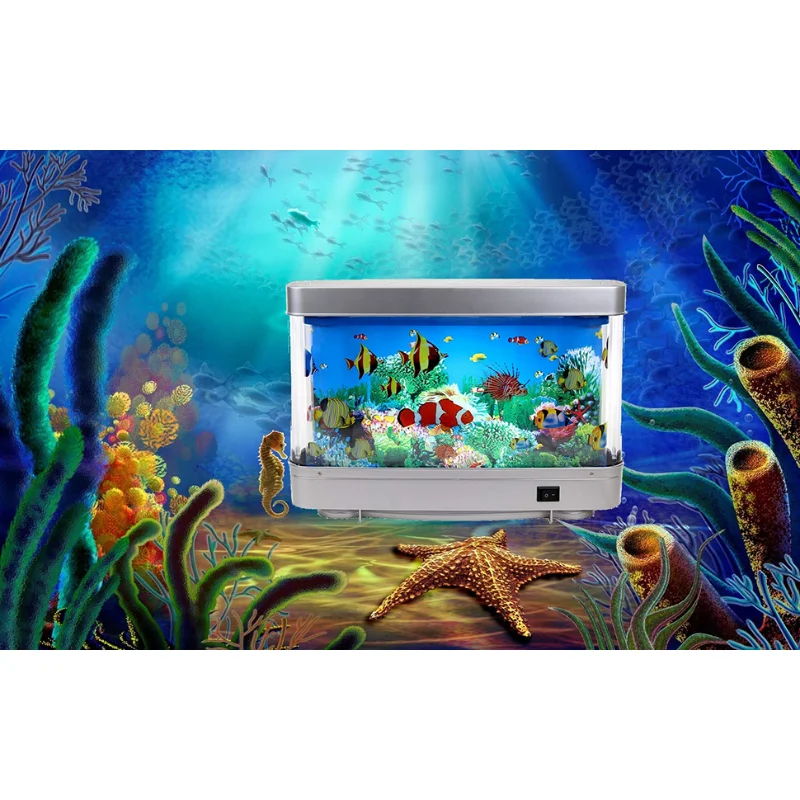 New Artificial Tropical Fish Tank Night Light Virtual Ocean Dynamic LED Lights Home Room Decoration Children Christmas Gifts