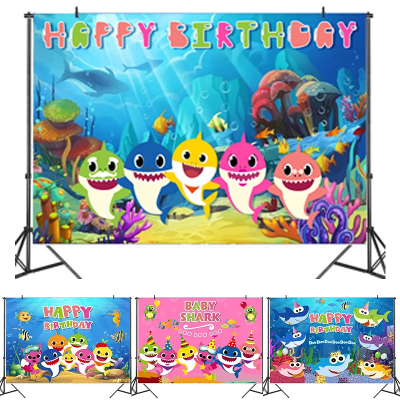 Детские праздничные фоны в виде акулы для вечеринки принадлежности праздничного