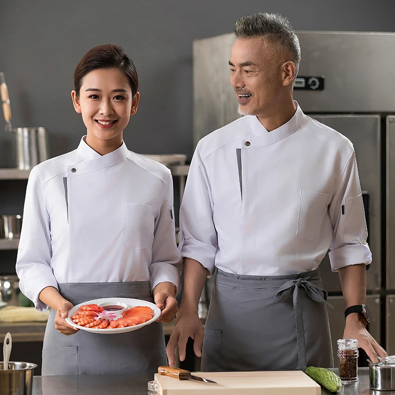

Men Women Long Sleeve Cook Uniform Catering Restaurant Kitchen Jacket Shirt Hotel Bakery Cafe Waiter Workwear Chef Coat Clothes