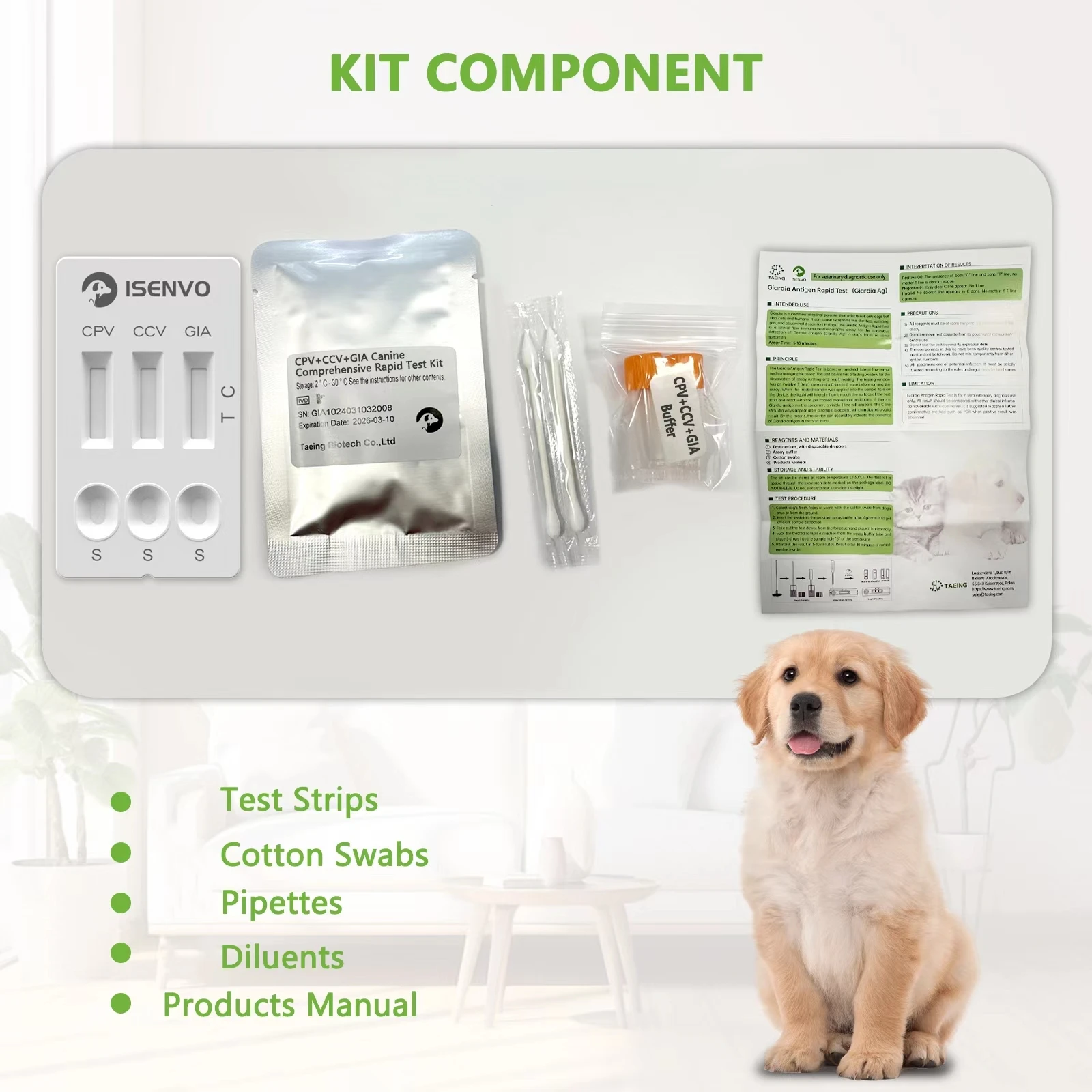 10 шт. Canine CPV + CCV + GIA Ag комбинированный комплект для быстрого ...