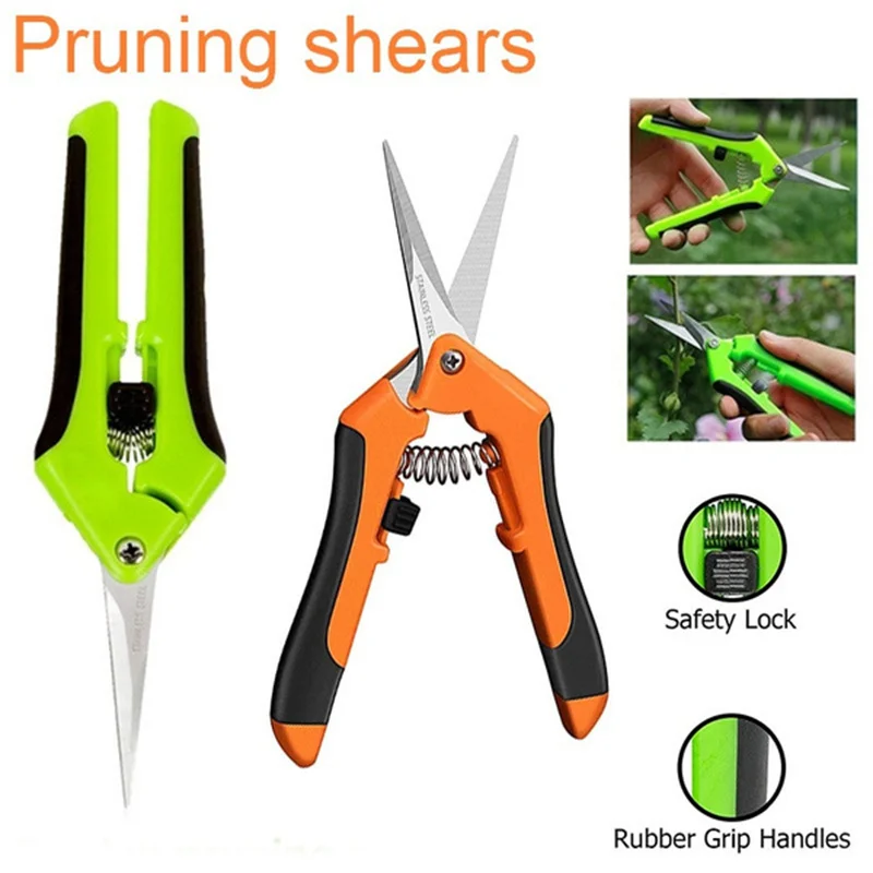 

Professional Gardening Hand Pruners Straight/Elbow Blade Pruning Cut Shrub Tool Plant Horticulture Leaf Trimmer Shear Scissor