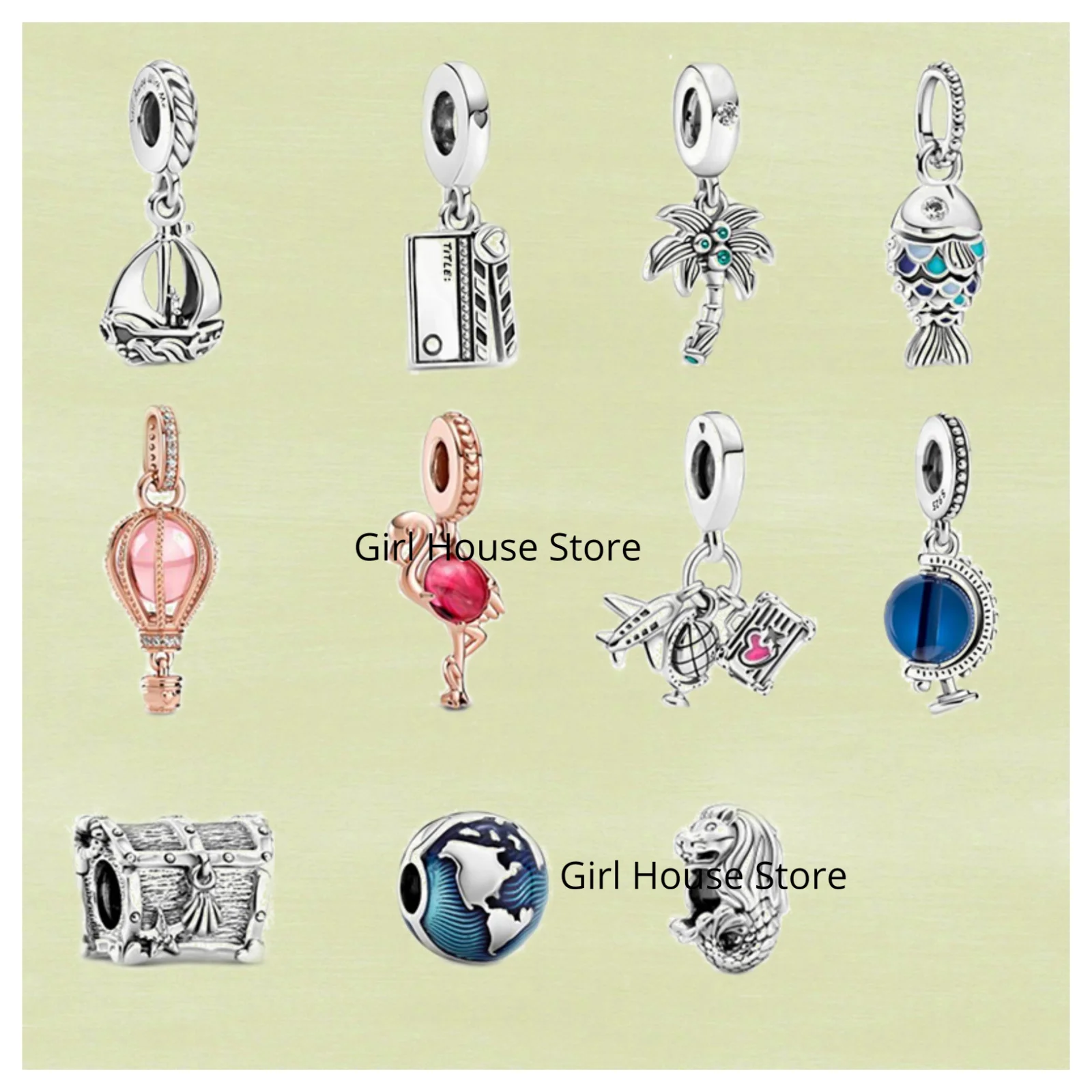 2022 Летняя новинка - Серебряный аксессуар с синим глобусом, планкой для съемки и парусником. Высококачественные украшения подходят для оригинального браслета Pandora.
