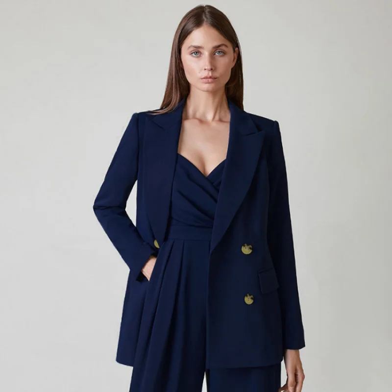 Women's Fashion Loose Temperament Commuter Double Breasted Blazers