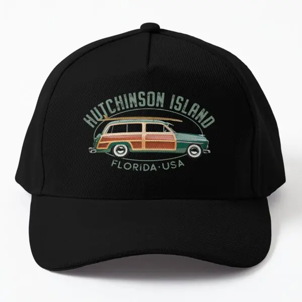 

Hutchinson Island Florida Vintage Surfin Baseball Cap Hat Boys Outdoor Solid Color Sport Bonnet Sun Black Spring Mens Summer