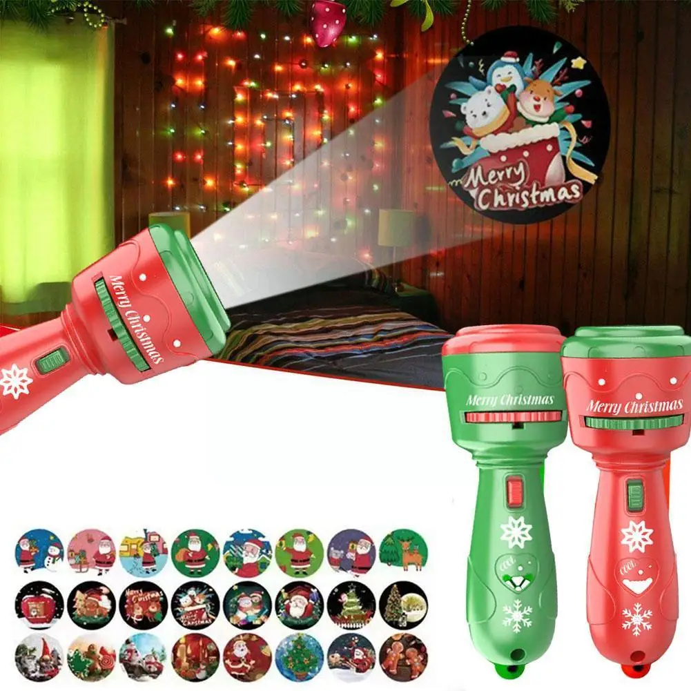 

Christmas Flashlight Projector For Kids Slide Projector Story Projection Torch Early Learning Educational Toy Xmas Holiday Q8X7