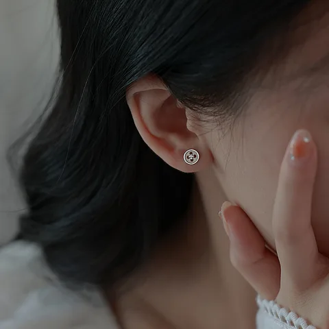 VOQ серебряные пуговицы серьги гвоздики Модные Простые трендовые высококачественные ювелирные изделия серьги
