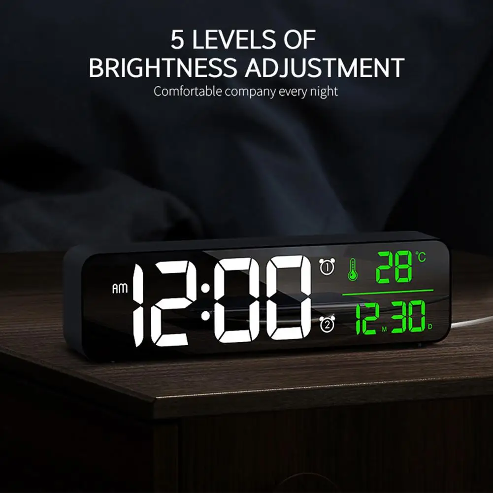 

【 NEW ARRIVALS 】 LED Digital Alarm Clock Time Date Temperature Display Large-screen Desk Table Clock For Living Room Office