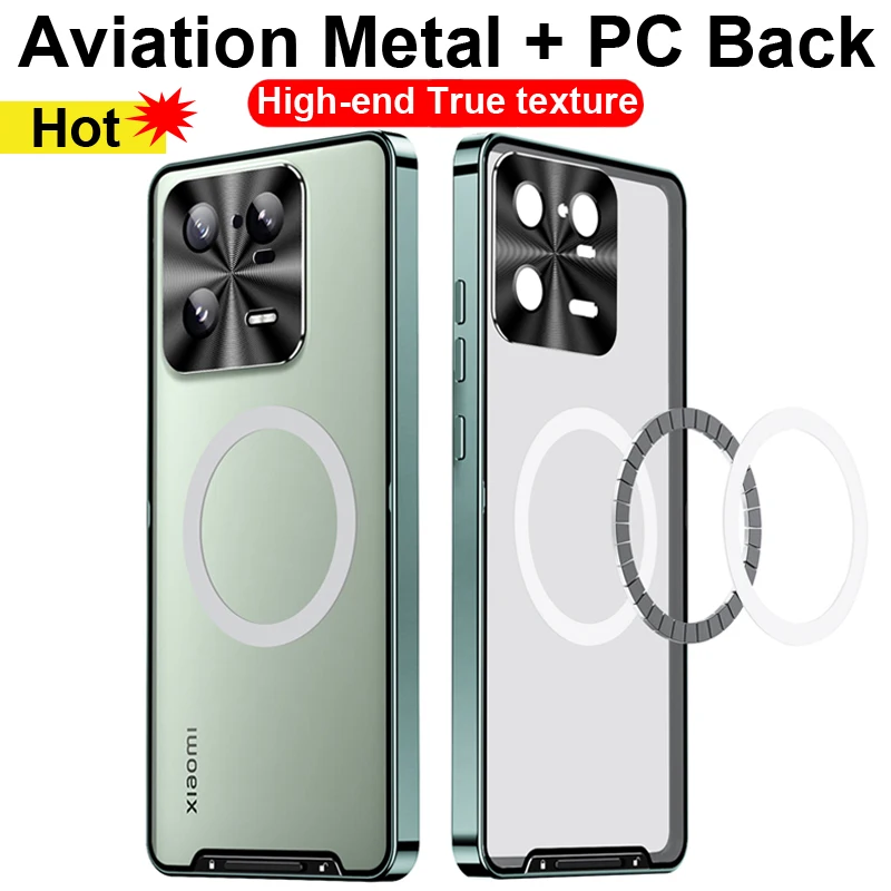 

High end For Xiaomi 13 Pro Case Metal Frame Back Case For Xiaomi Mi 13 Pro Mi13 Cover Bumper Lens Glass