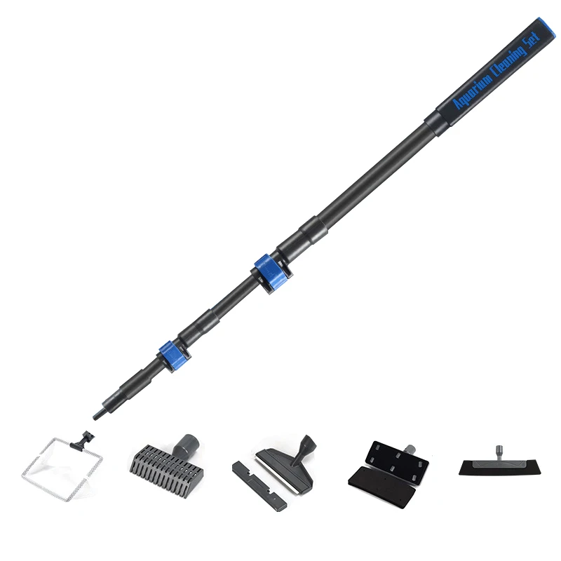 

5 in 1 Aquarium Cleaning Tool Aquarium Cleaning Kit Fishnet Gravel Rake Algae Scraper Fork Sponge Brush Glass Cleaner