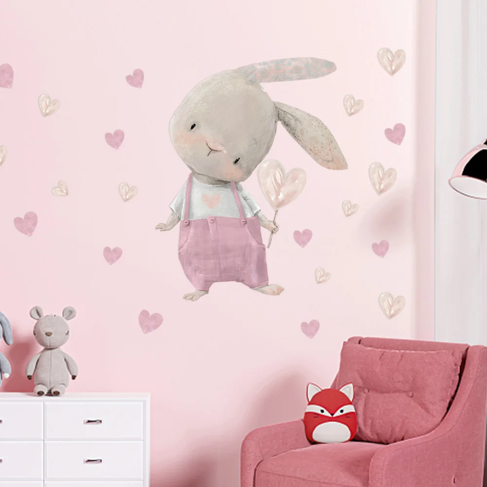 

DIY Large Rabbit Wall Sticker Self Adhesive Rabbit Love Decal Bathroom Toilet Decor Living Room Cabinet Home Decoration Decals