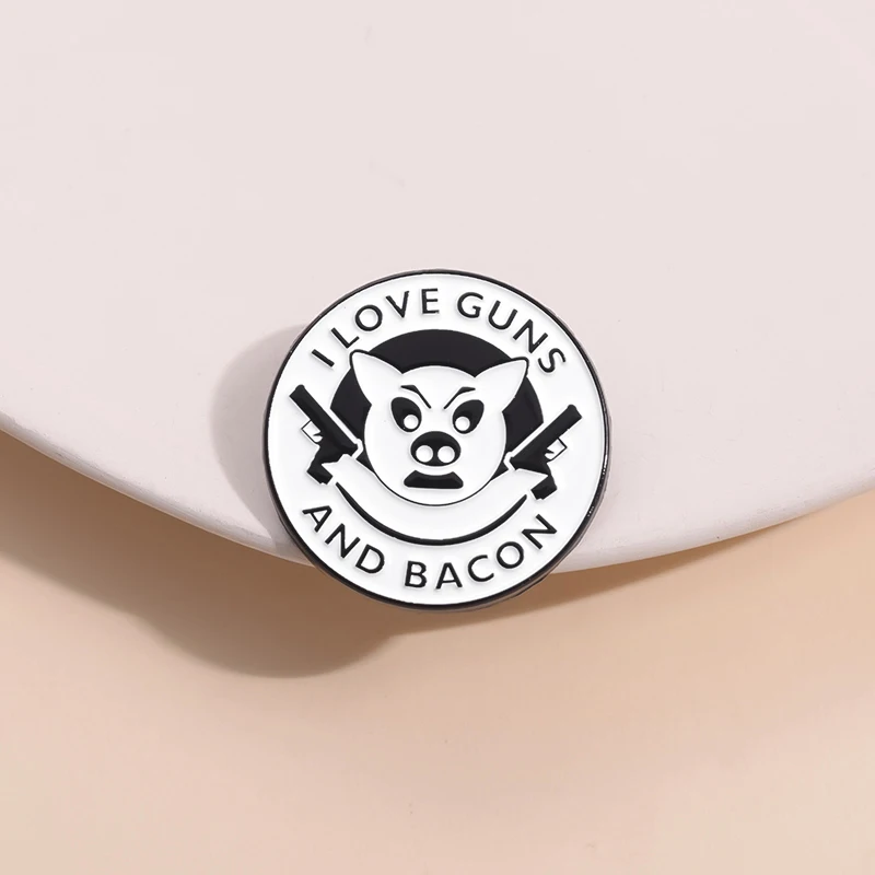 Эмалированные булавки I Love Guns And Bacon крутая свинья Мультяшные животные броши