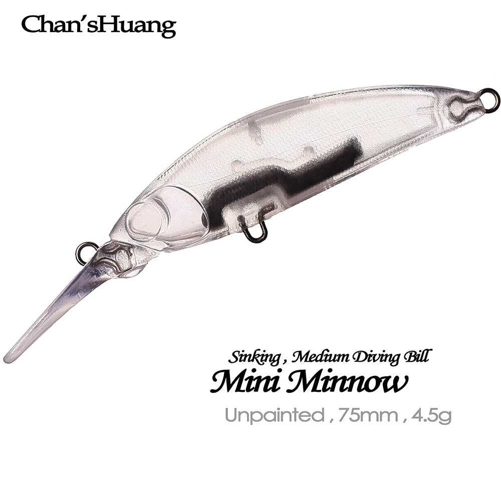 

Chan’sHuang 20PCS Unpainted Blanks Bait 75mm 4.5g Sinking Medium Diving Bill Mini Minnow DIY Handmade Artificial Fishing Lure