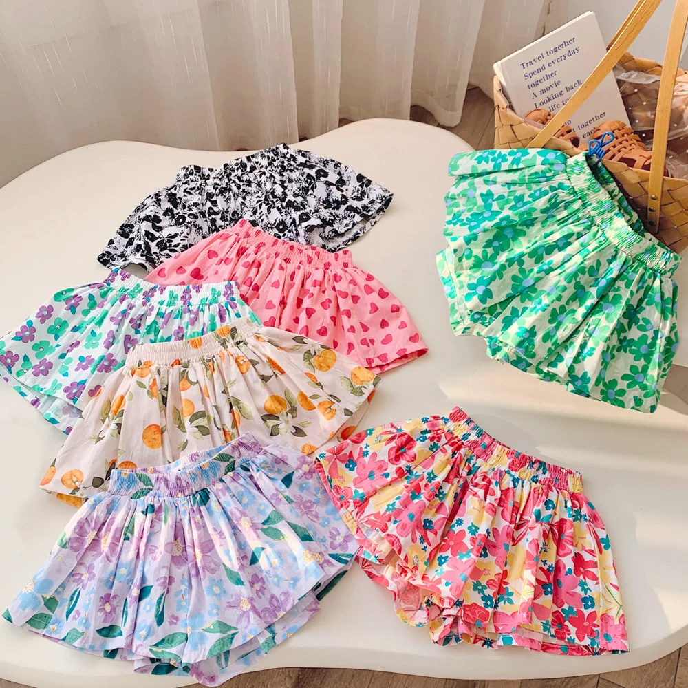 

2023 Summer Baby Girls Dress Shivering Shorts Skirts Mini Kids Garden Performance Dance Children TuTu Casual Clothing 2 4 6 8 Y