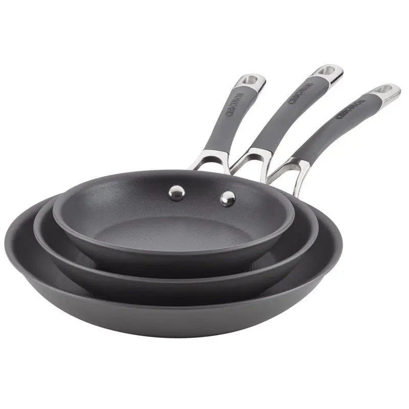 

Hard Anodized Nonstick Frying Pan Set, 3-Piece, Gray