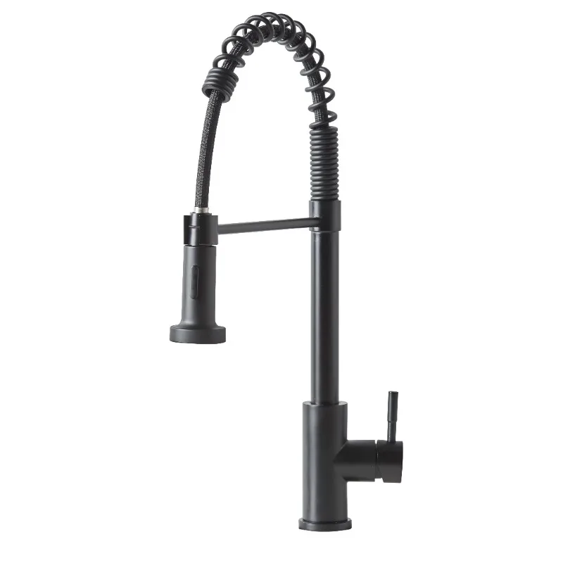 

Better Homes & Gardens Elmont Single-Handle Spring Neck Pull Down Sprayer Kitchen Faucet, Matte Black