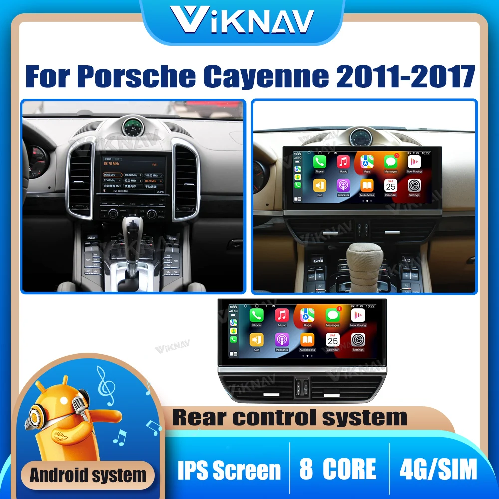 

Автомобильный радиоприемник 12,3 дюйма для Porsche Cayenne 2011-2017, сенсорный экран Android, Carplay, GPS-навигация, мультимедийный плеер, головное устройство 128 ГБ