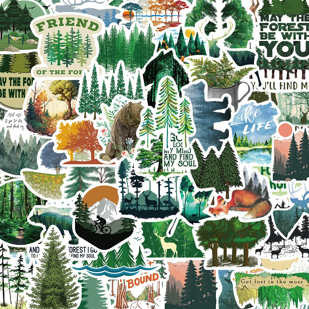 

10/30/50PCS New Trend Outdoor Forest Animal Graffiti Helmet Car Cup DIY Waterproof PVC Children's Toy Handbook Sticker Wholesale