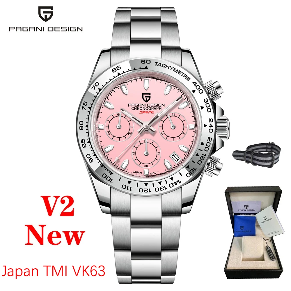 

PAGANI DESIGN 2022 New Quartz Sport watch for men 100M Waterproof Luminous Sapphire Chronograph Full Steel VK63 Diving men watch