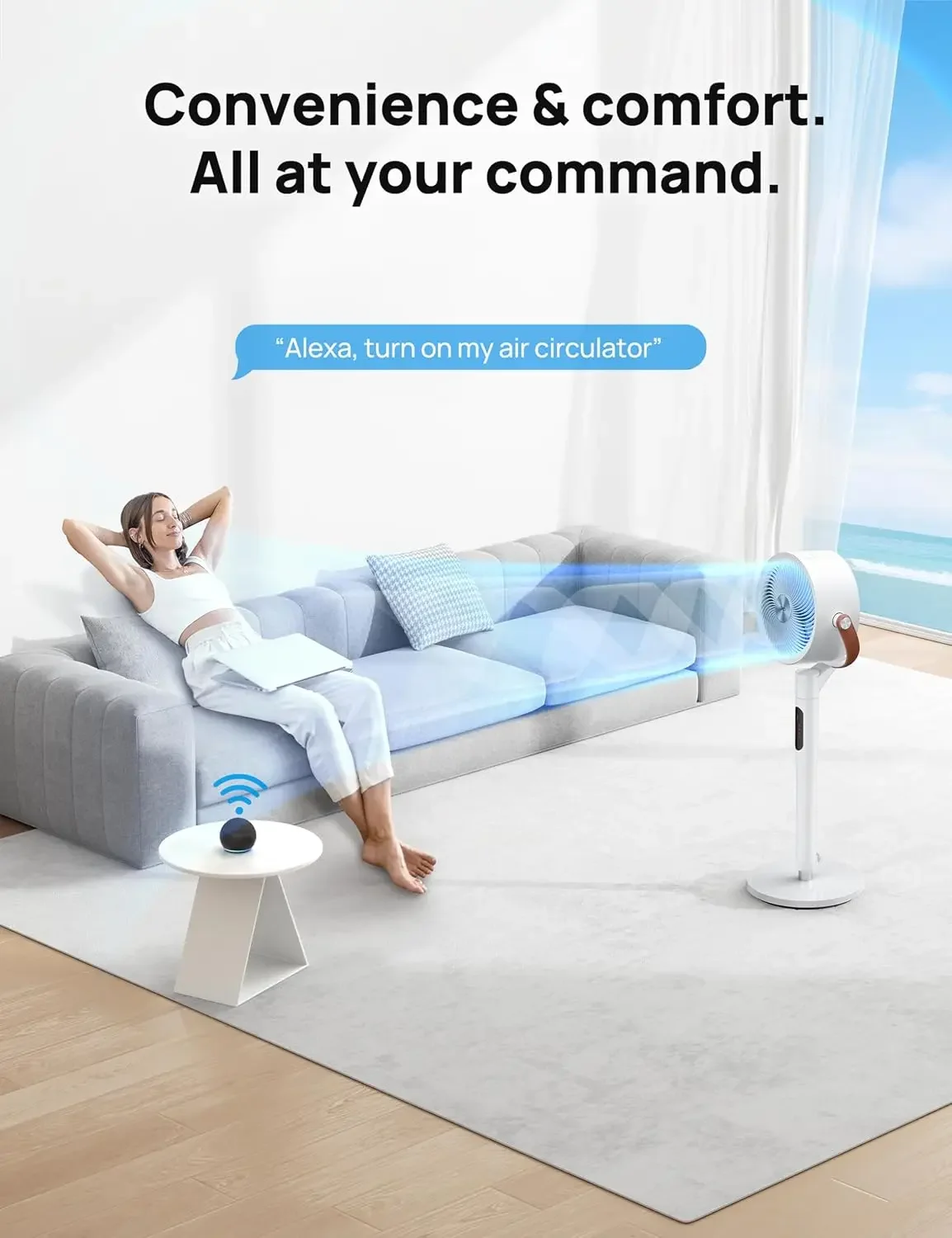 Вентилятор-подставка с дистанционным управлением PolyFan 513S 43 дюйма бесшумный