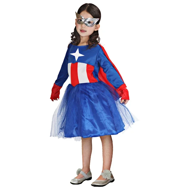 Детский костюм капитана Америки платье с маской наряды для дня рождения костюмы