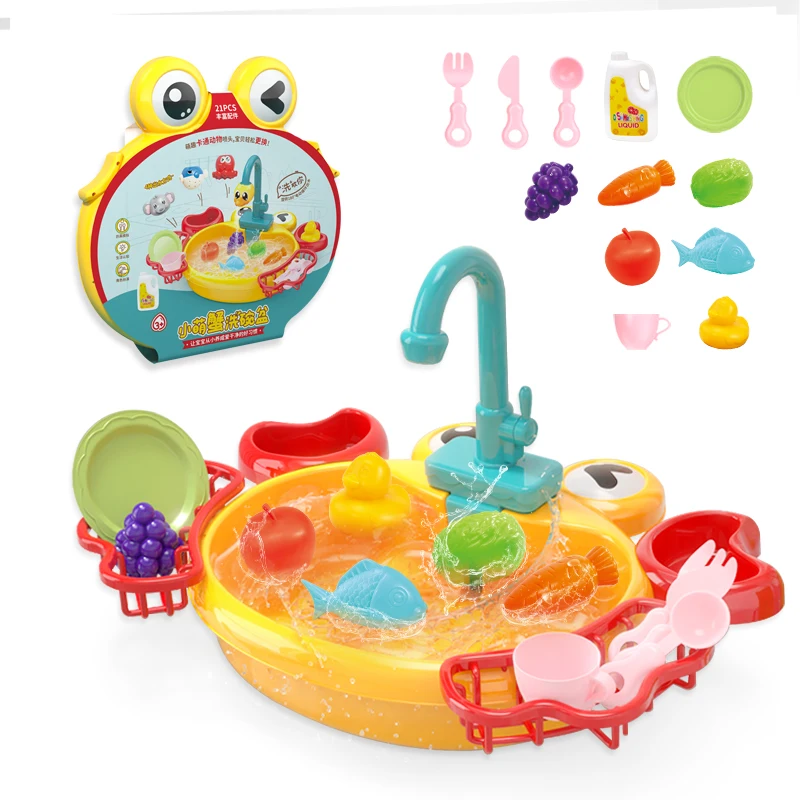 

Girl Electric Dishwasher Cutting Utensils Kids Pretend Play Food Fruit Set Imitate Washing Kitchen Toys For Children 3 Year