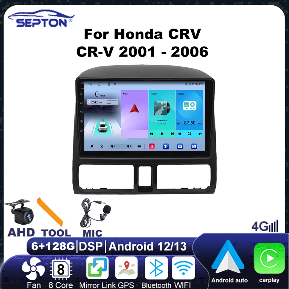 Мультимедийный плеер SEPTON Android автомобильное радио для Honda CRV CR-V 2001-2006 навигация GPS