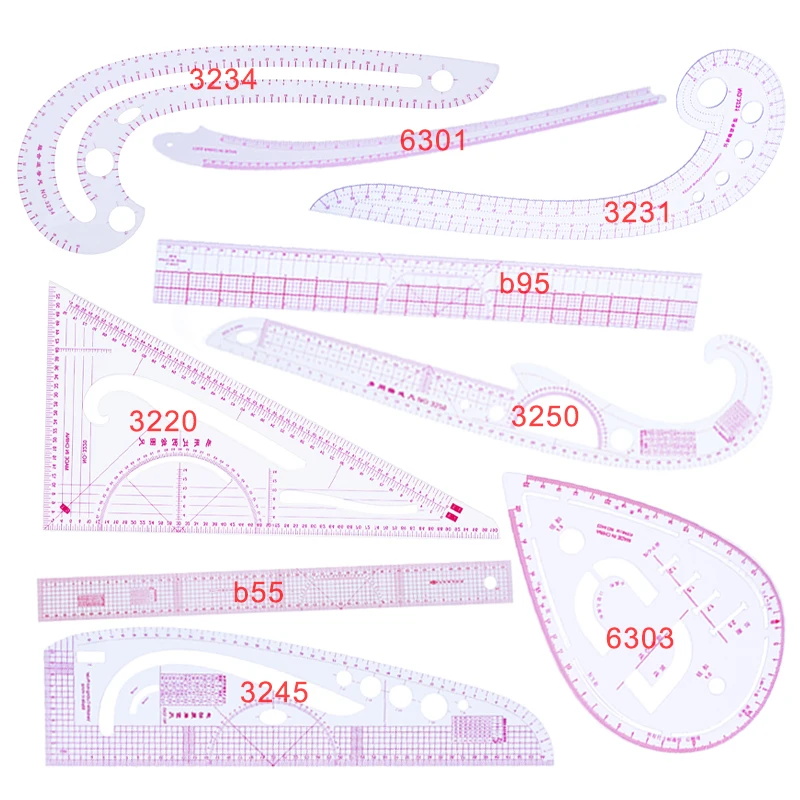 

Многофункциональная измерительная линейка для шитья, Швейные аксессуары для рукоделия, набор из 9 предметов