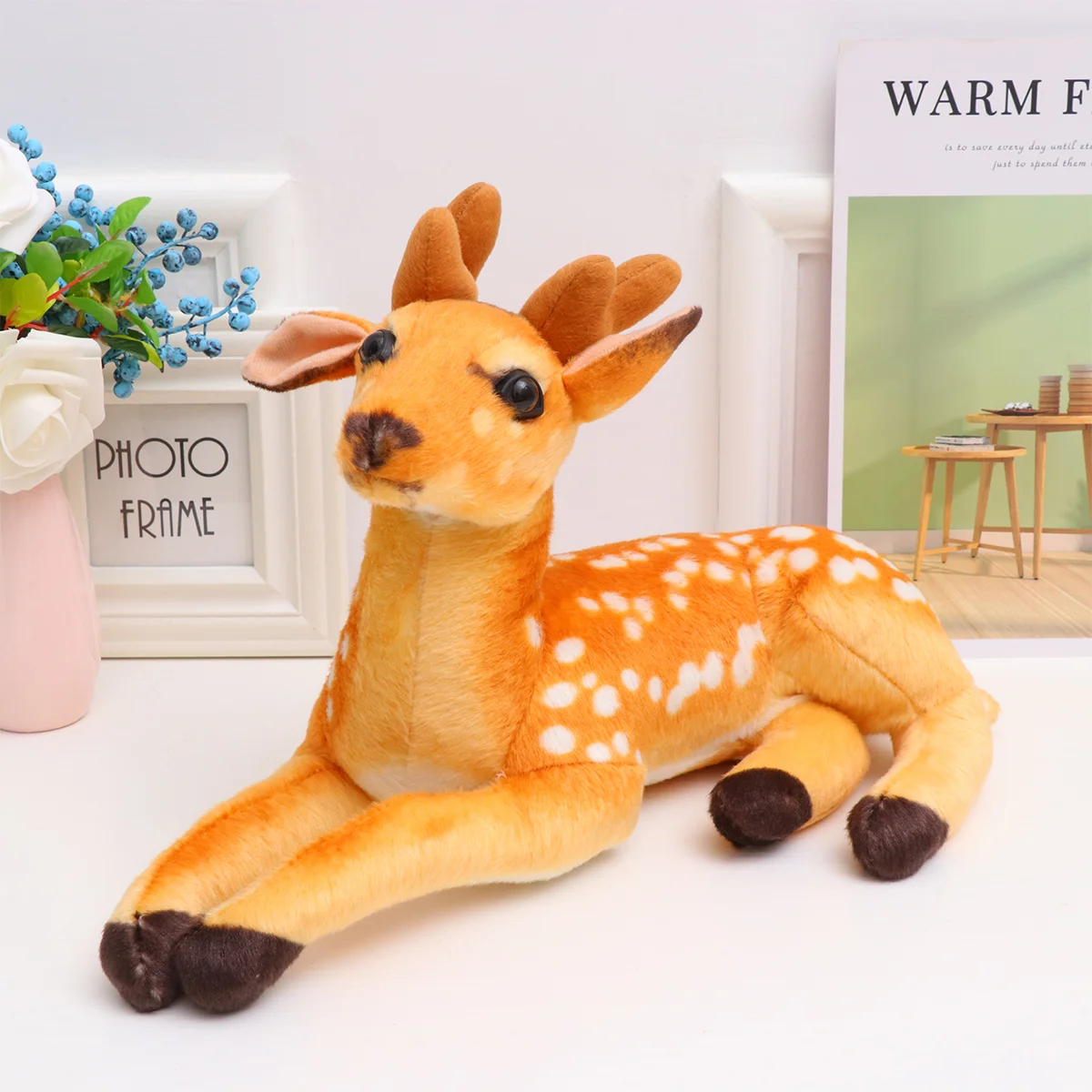 

1Pcs Christmas Simulation Deer Farm Animals Figurines For Kids Reindeer Stuffed Home For Living Room