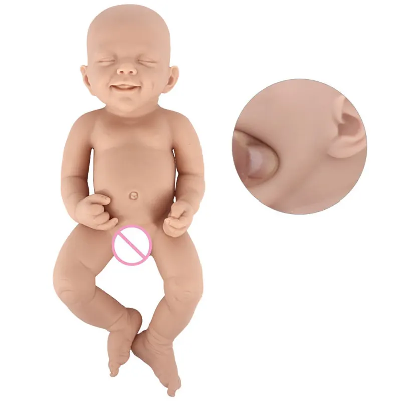 Latest Sleeping Unpainted Boy Reborn Doll kit 16inch Soft Full Solid Silicone Blank Reborn dolls Kit DIY