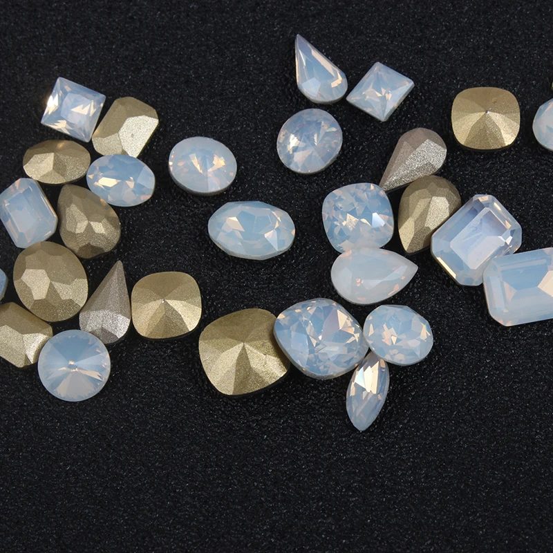 White Opal High Quality Pointback K9 Glass Crystal Rhinestone DIY Nail Art Decoration Accessories Diamond 10PCS/30PCS