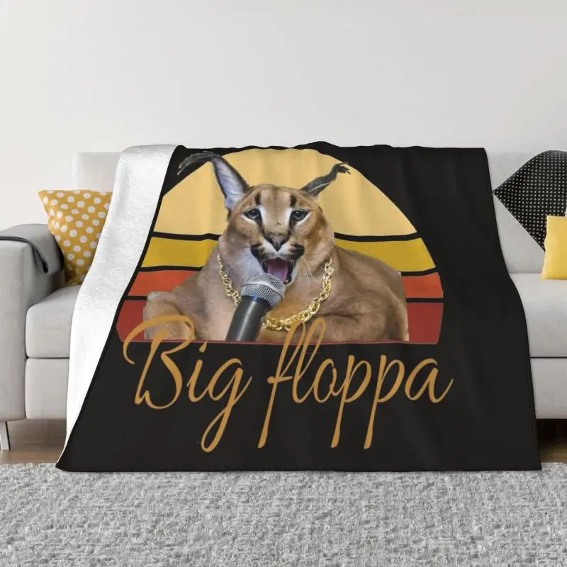 

Big Floppa Blanket 3D Printed Soft Flannel Fleece Warm Caracal Cat Throw Blankets for Car Bedding Sofa Quilt