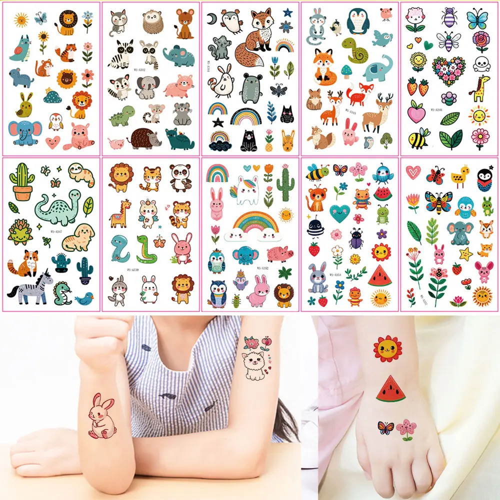 10 шт. милые татуировки с героями мультфильмов для детей водонепроницаемые овцы