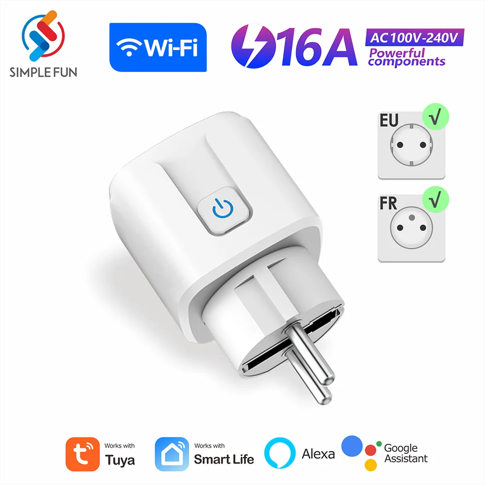 

WiFi Smart Socket 16A EU FR Smart Plug 110v 220v Smart Outlet with Power Monitor Tuya Smartlife Voice Control Alexa Google Home
