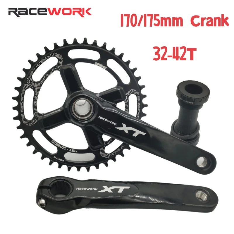 

RACEWORK XT Bicycle Crankset Mtb 104BCD Chainring 32/34/36/38T Connecting Rods 170/175 forSHIMANO Hollow Integrated Crank Fixt