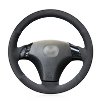 hand stitched non slip durable black suede leather car steering wheel cover for mazda 5 2004 2010