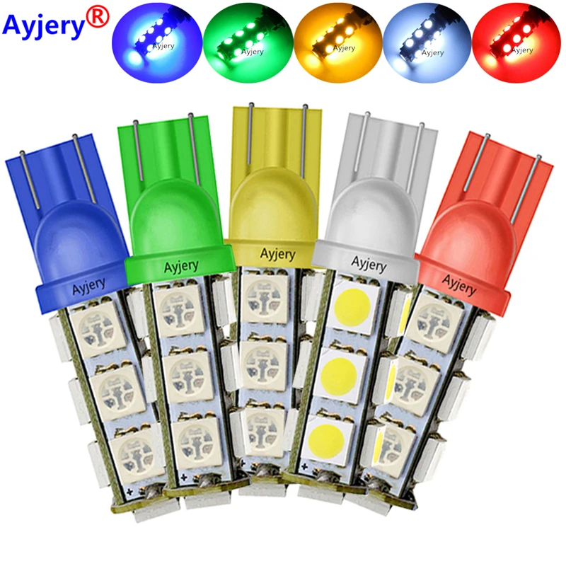 

AYJERY Wholesale 300/500Pcs 12V T10 13 SMD Led 5050 13Smd 13Led Auto Car Side Light Bulb Lamp 194 168 W5W LED Wedge Bulbs White