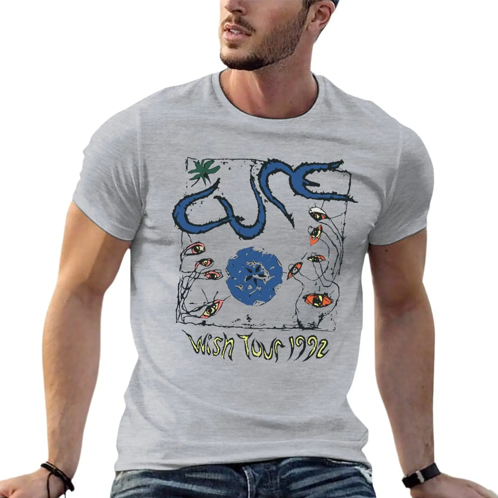 

Vintage 1992 The Cure Wish Tour Oversized Tshirt Harajuku Mens Clothes 100% Cotton Streetwear Plus Size Tops Tee